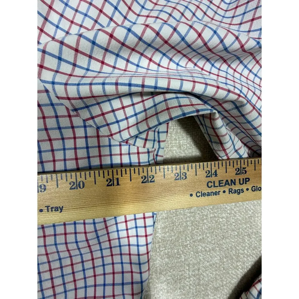 Mizzen+Main Men L Red White Blue Windowpane Long Sleeve Trim Fit Shirt Patriotic